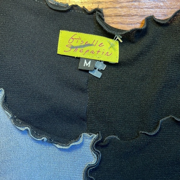Giselle Shepatin Black and Gray Boho Vintage Mesh Long Sleeve Blouse P - Picture 2 of 3